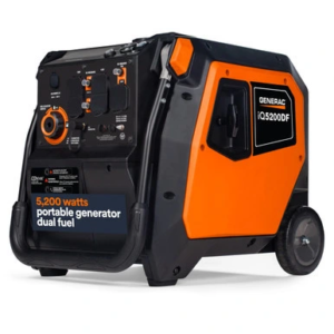 Generac 5200 Watt Inverter Generator Dual Fuel Electric Start with COSense Carbon Monoxide Shutdown 50-State | IQ5200DF